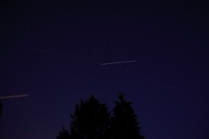ISS track intersected by a passing aircraft