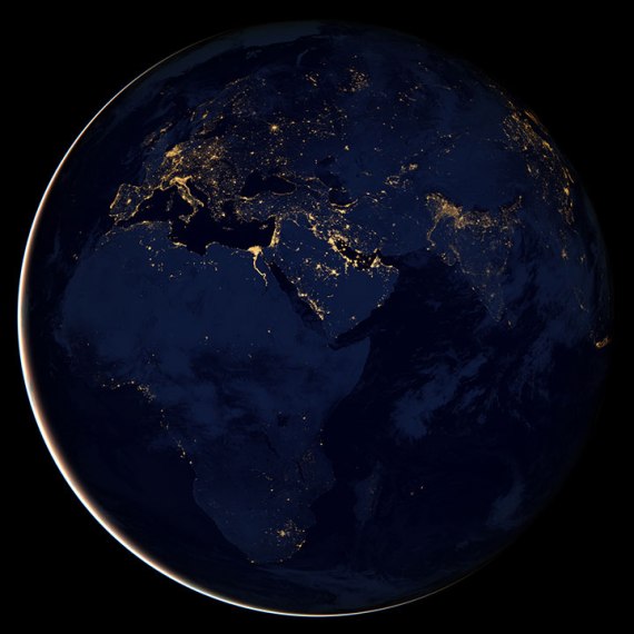 The dark side of the world: city lights of Europe, Africa, Middle East & Central Asia 