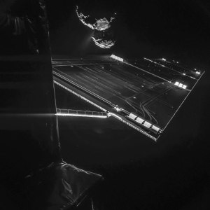 Taken on 7th October, Rosetta takes a 'selfie' whist imaging the comet 16 km away. 