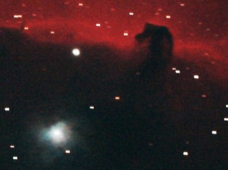Horsehead Nebula with the NGC 2023 reflection nebula, bottom left