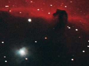 Horsehead Nebula with the NGC 2023 reflection nebula, bottom left