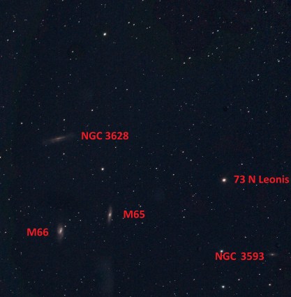Leo Triplet: M66, M65 & NGC 3628 WO GT81 + modded Canon 550D & FF | 10 x 180 secs + calibration @ ISO1,600 | 21st February 2015