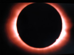 Baily's beads in hydrogen-alpha image. Faroe Islands March 2015.  