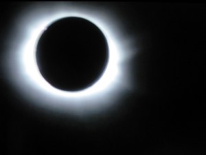 Eclipse totality at 28,000 ft from the Faroe Islands. 
