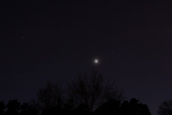 Twenty minutes after sunset shortly before reaching Civil Darkness, the Pleiades and Taurus constellation are now quite clear.