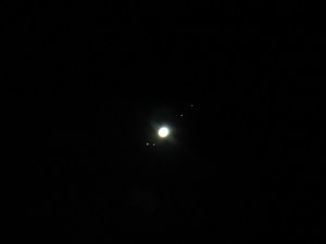 Jupiter - overexposed but shows all four Gallilean moons.