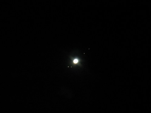Jupiter  - overexposed but  shows all four Gallilean moons.