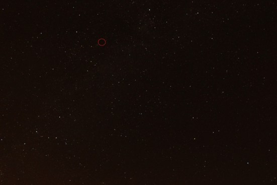 Image before the solar flare appears - red circle indicates the area of interest. 