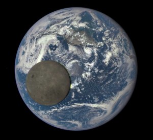 16th July 2015: The so-called dark side of the Moon, seen from the Deep Space Sky Observatory, as it passes across Earth. From our perspective that day it was a New Moon.