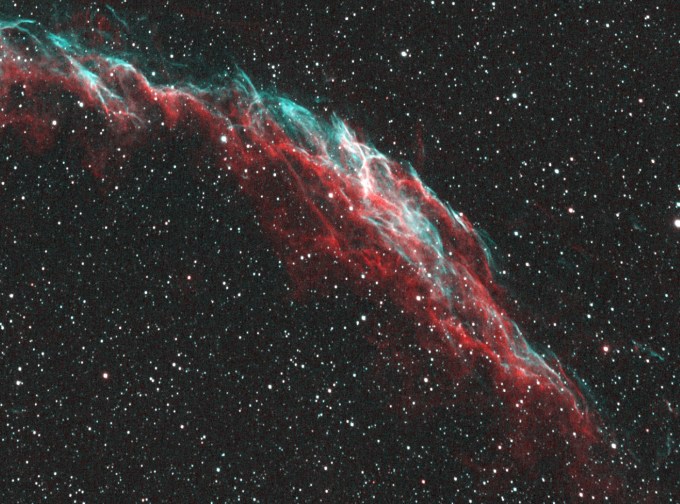 Eastern Veil Nebula detail in Bicolour 19th August 2017