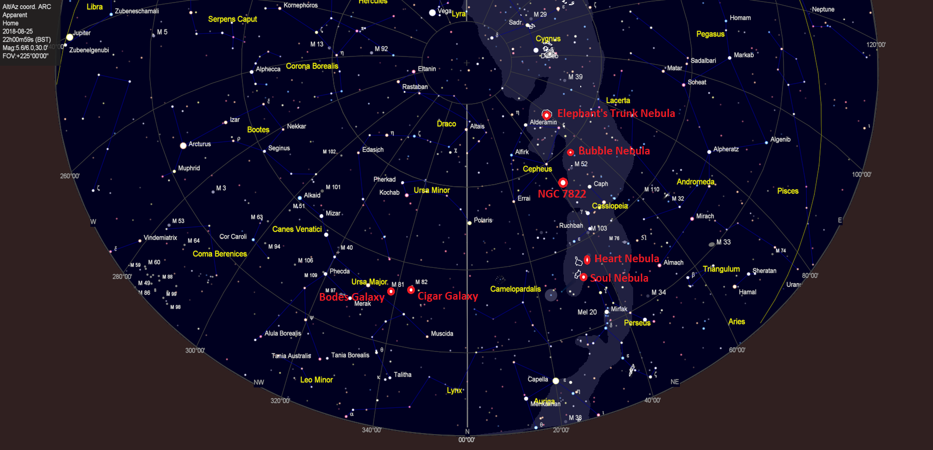 North Sky summer Objects